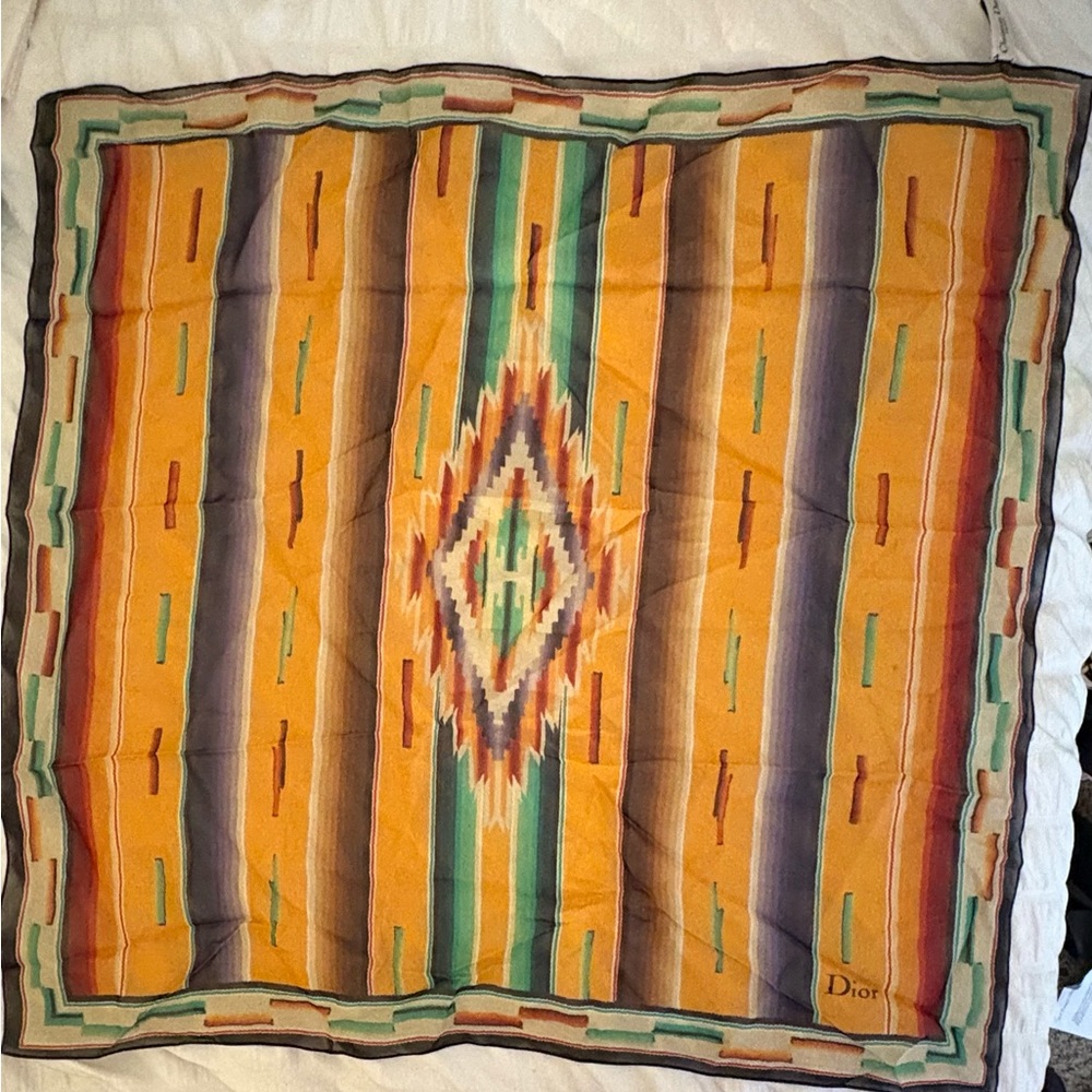 Auth VTG DIOR Aztec Printed Silk Scarf
Used